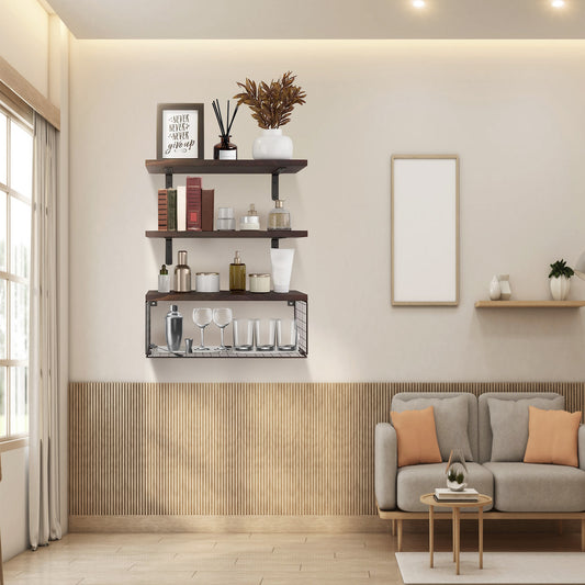 2-in-1 floating bathroom shelves with basket – view 2