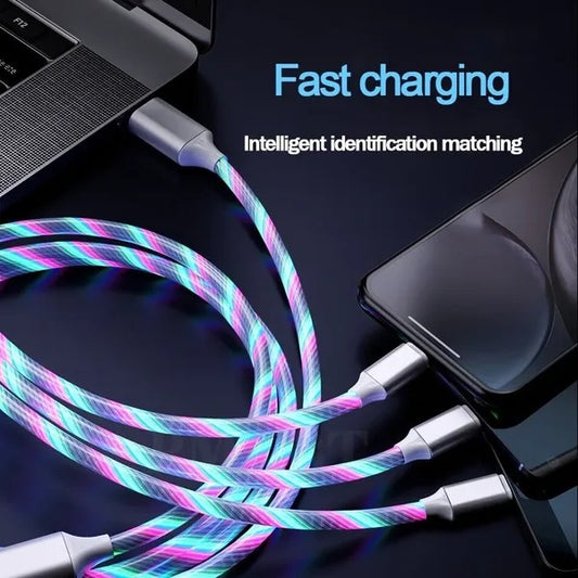 3-in-1 LED charging cable USB-C Micro USB 8-pin – view 2