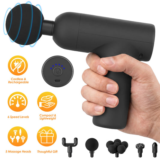Mini massage gun with 5 heads and 6 speeds – view 1