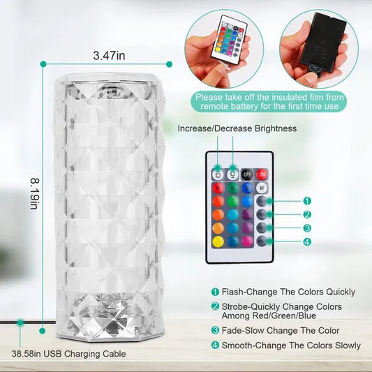Crystal rose dimmable table lamp – view 2