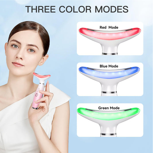 Face and neck massager with warmth and LED light – view 2