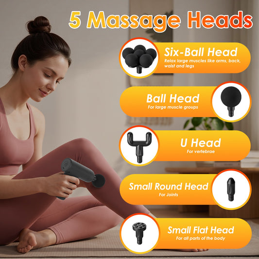 Mini massage gun with 5 heads and 6 speeds – view 2