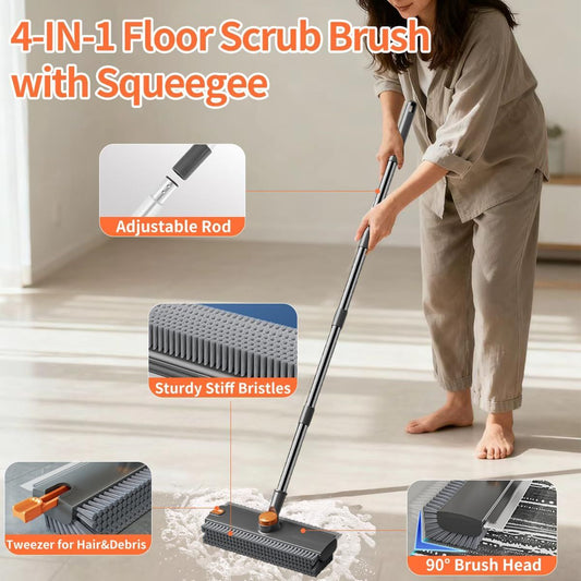 3-in-1 long-handle scrub brush with squeegee – view 2