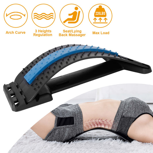 Rolvik black and blue lumbar back stretcher with massage points