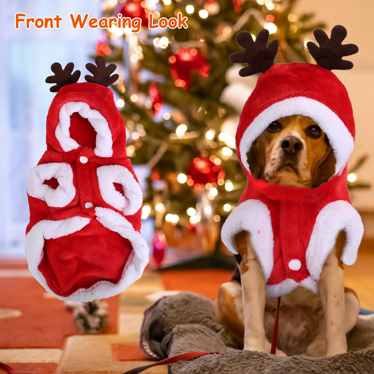 Soft flannel pet Christmas coat with buckle closure