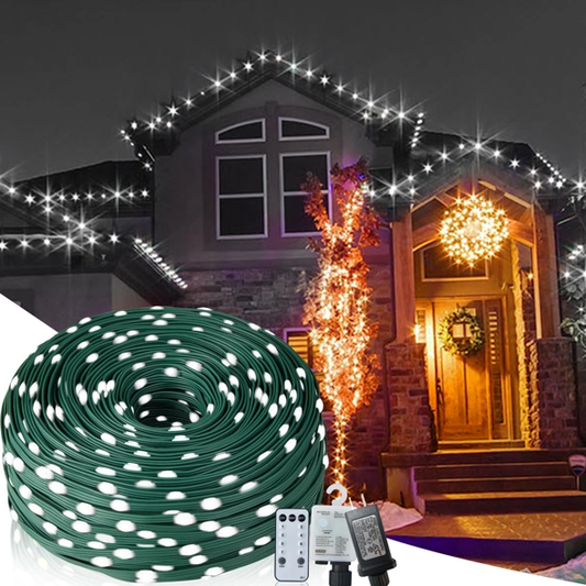 Rolvik 328 ft Christmas rope lights outlining a house roofline