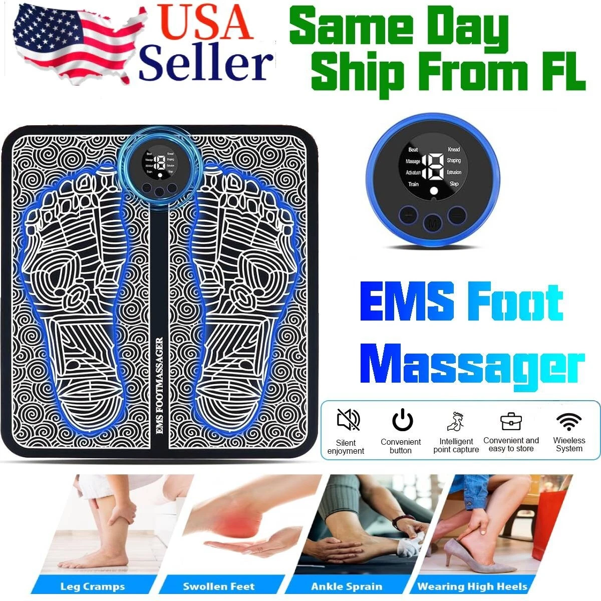 EMS foot massager mat 8 modes and 19 intensity levels