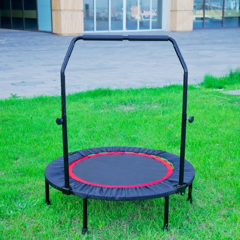 Rolvik 40 inch mini trampoline with handlebar on grass