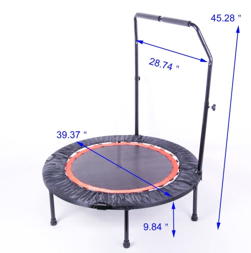 40 in foldable mini trampoline with handlebar – view 3