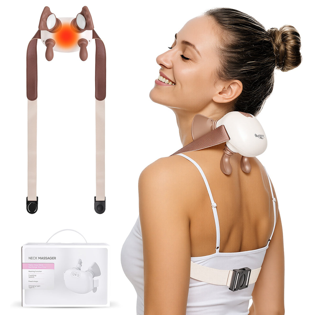 Rolvik cordless neck massager with heat in beige