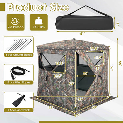 Pop-up camo hunting blind for 2-3 people – view 5