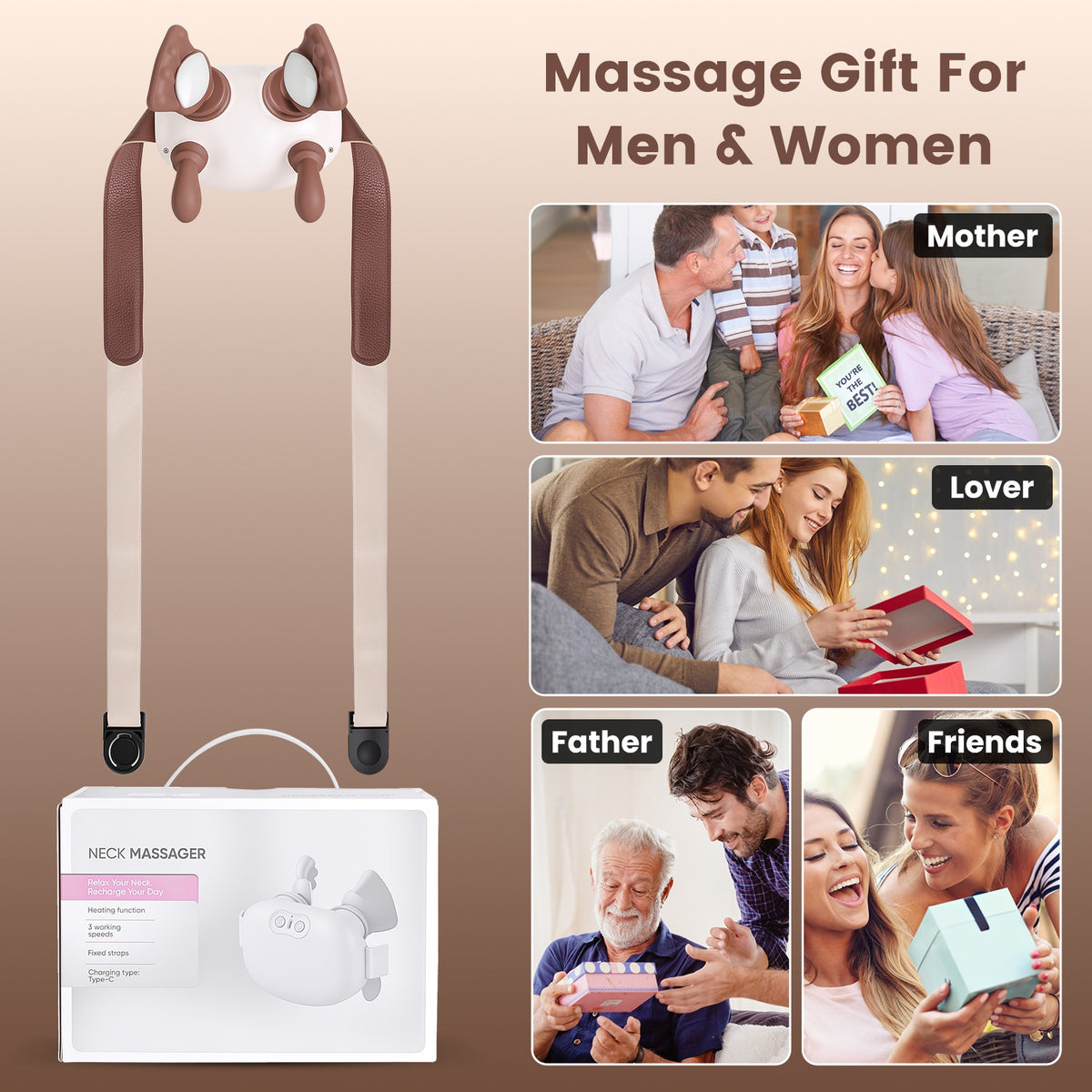 Gift neck massager for mom and dad