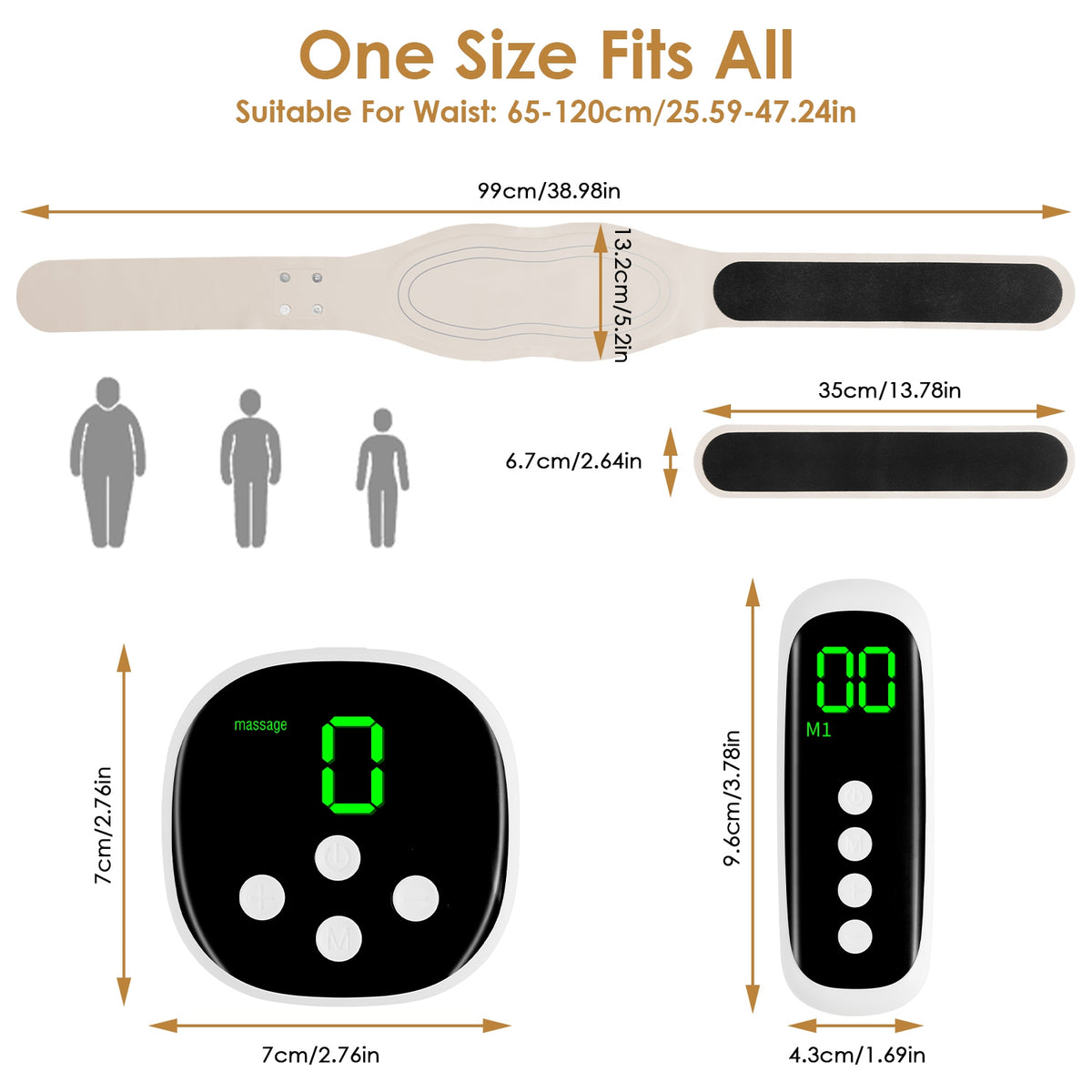 Heated waist belt massager with remote and magnetic host