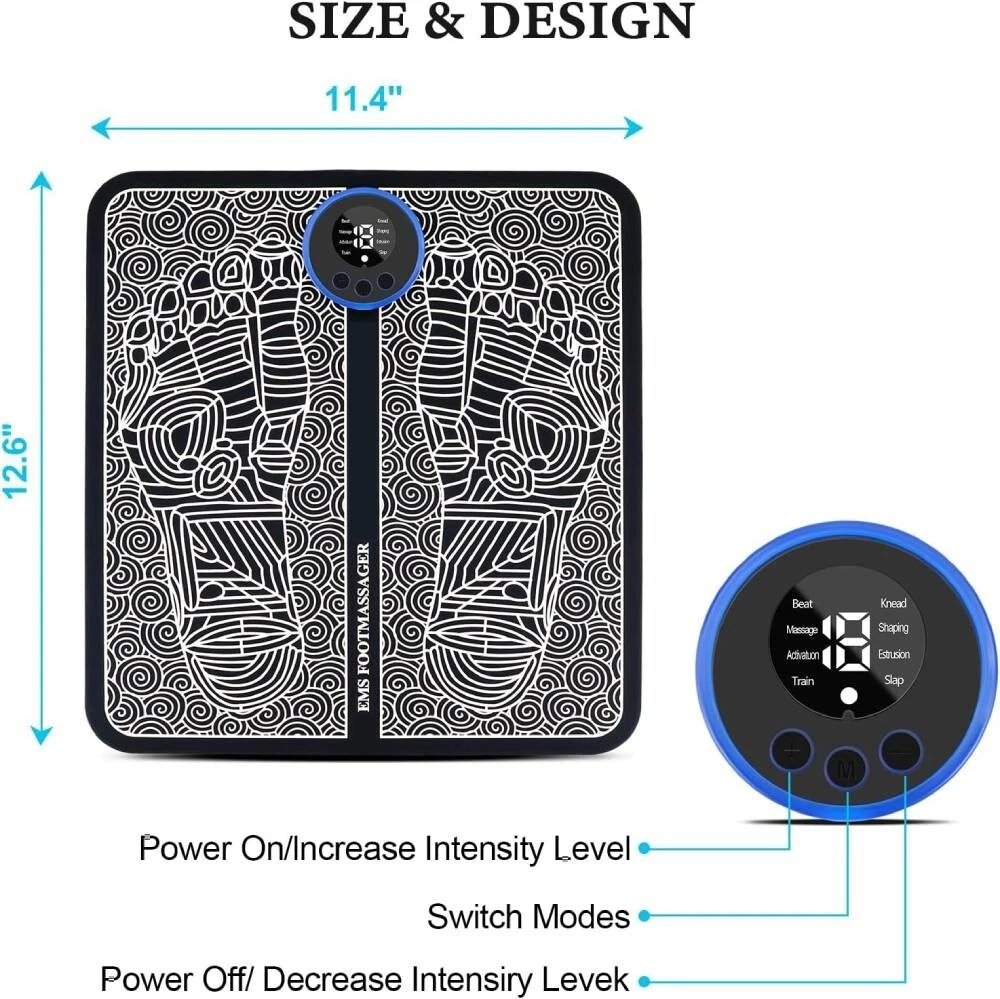 Foldable rechargeable foot massage pad for home and office