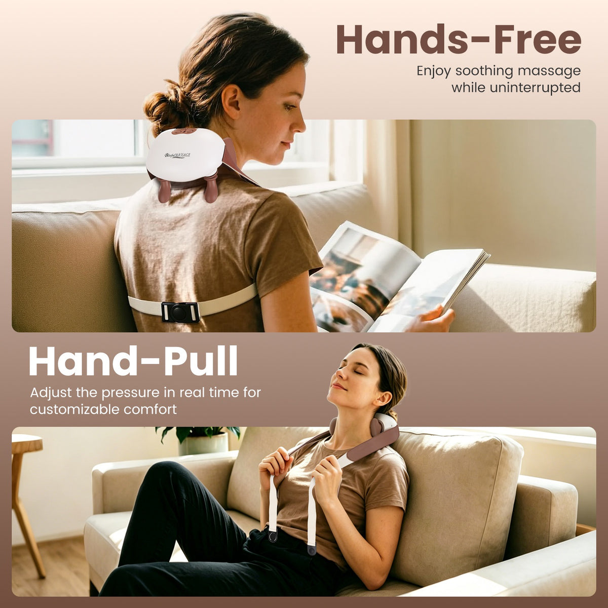 Neck massager with two heat levels