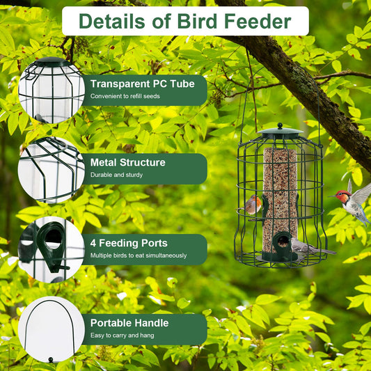 Squirrel-proof 4-port hanging bird feeder – view 2