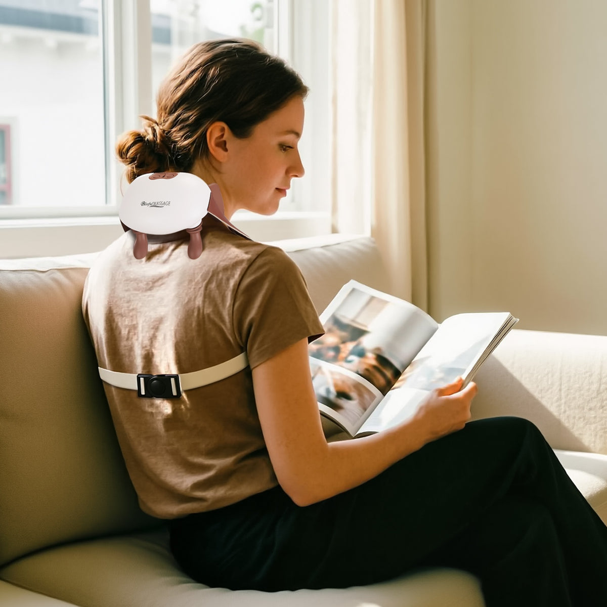 Neck massager with four silicone nodes