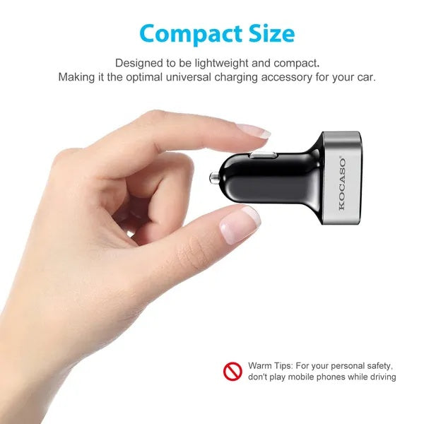 30W 3-port USB car charger – view 2