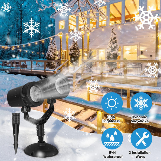 Dual-head Christmas snowflake projector light – view 1