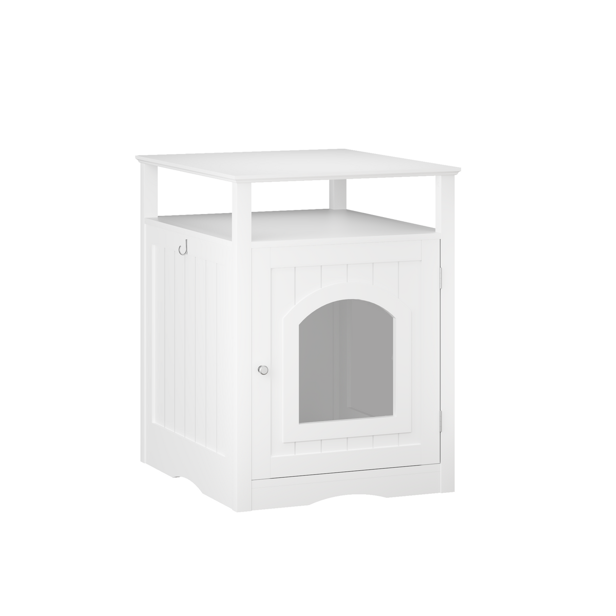 White MDF cat house with smooth finish