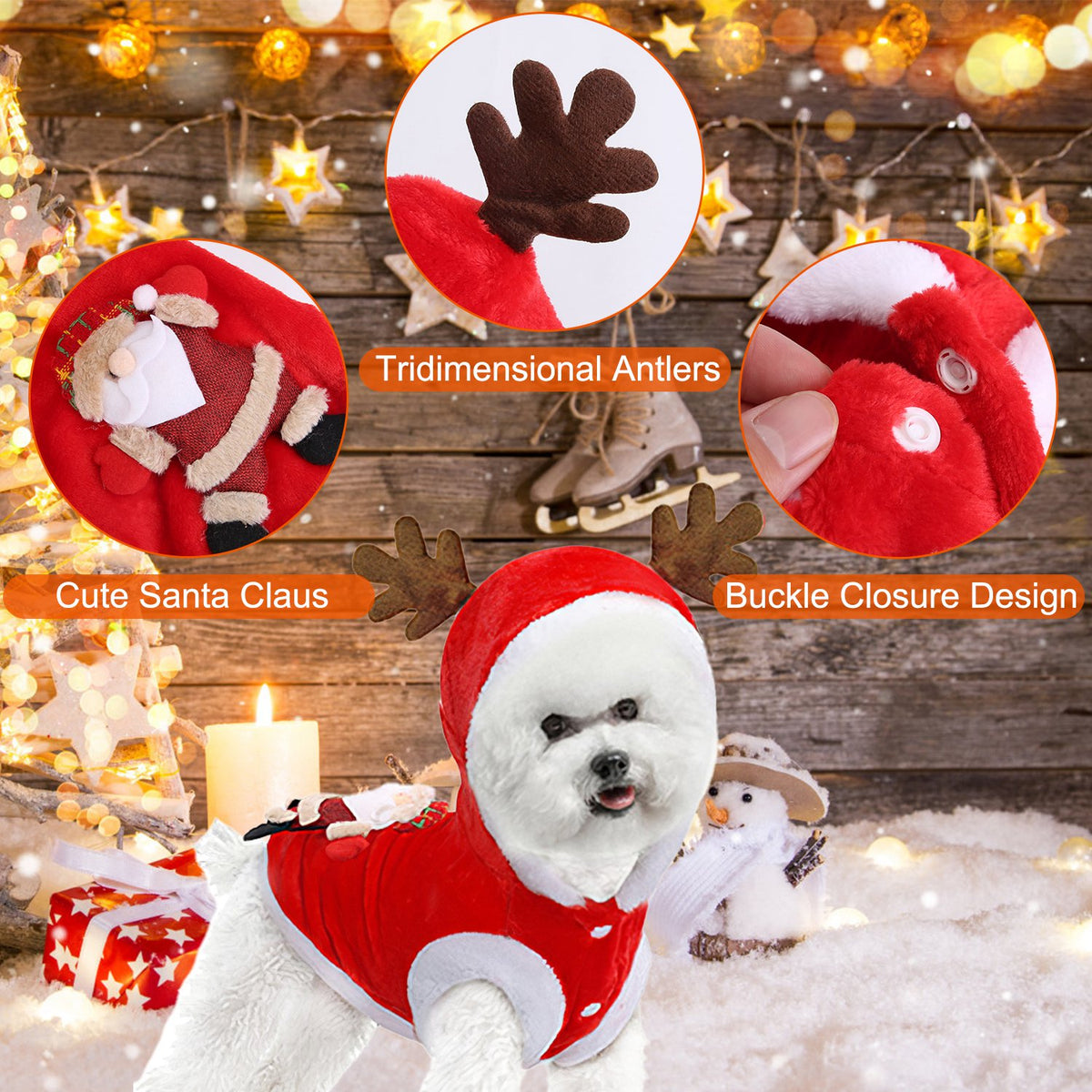 Pet Christmas costume size chart with chest and back length