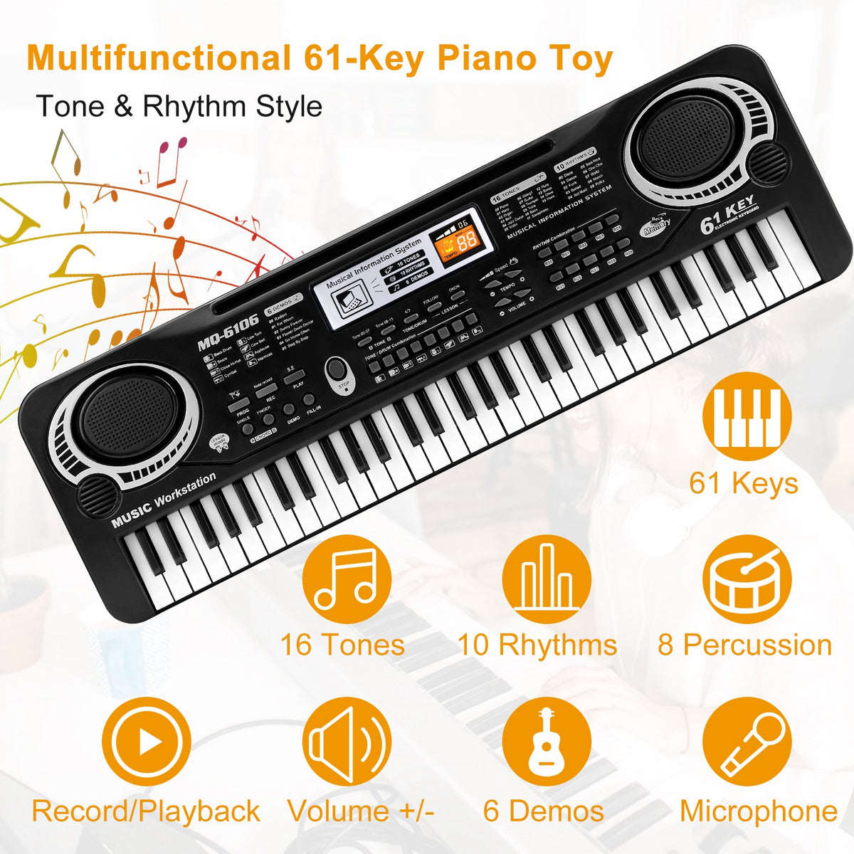 Kids keyboard control buttons and display