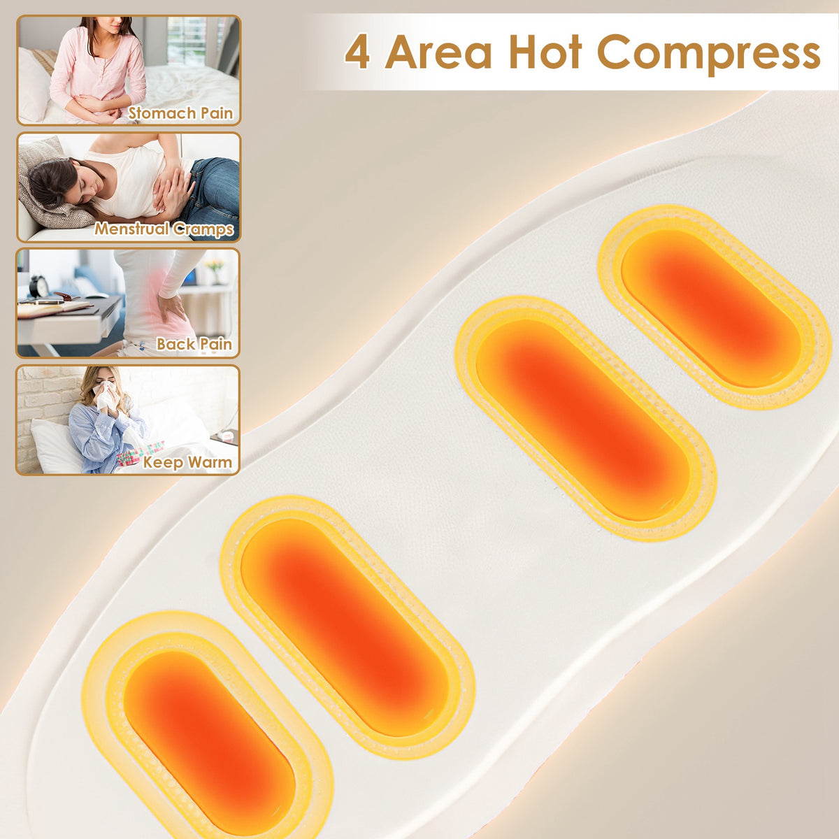 EMS heating pad with 8 modes and 19 intensity levels