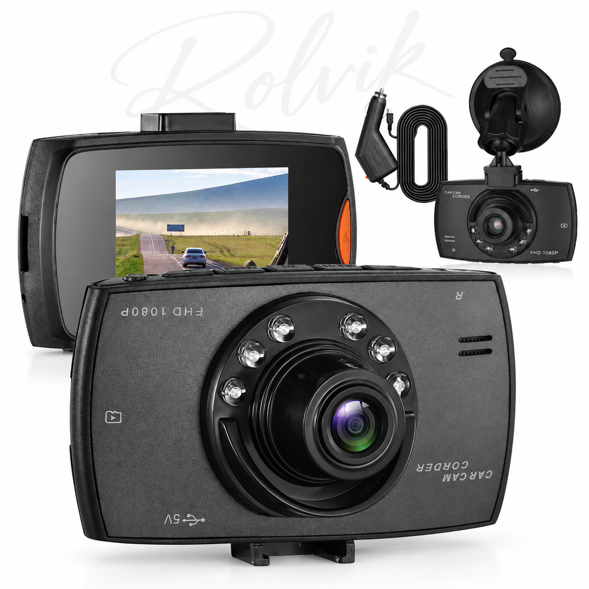 Rolvik 1080P Car Dash Cam – Night Vision & Loop Record