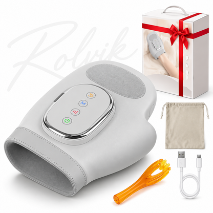 Rolvik Cordless Heated Hand Massager – 14 Airbags, 3 Heat Levels, 5 Intensity Levels, 3 Modes