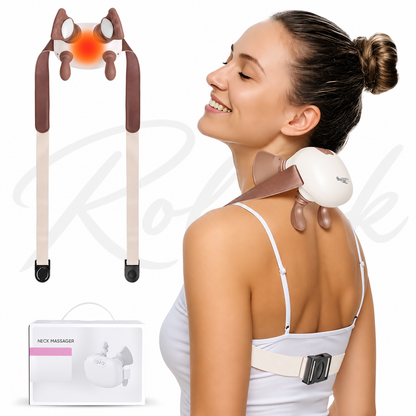 Rolvik Cordless Shiatsu Neck Massager with Heat – Human-Like Deep Kneading, Rechargeable, 3 Intensity Levels