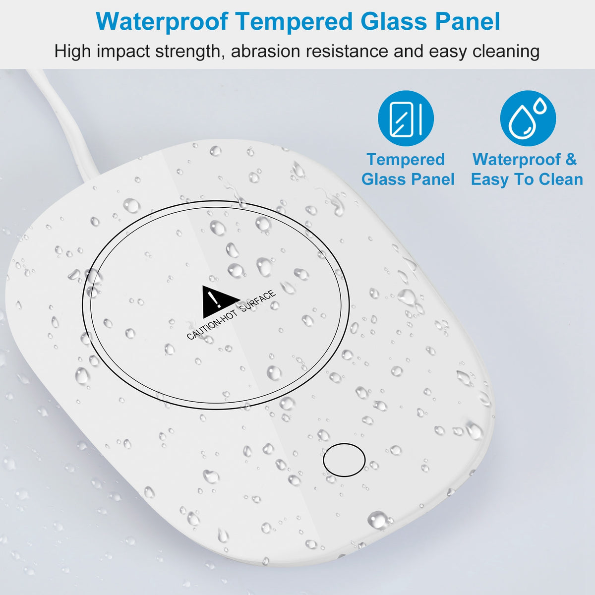 Mug warmer tempered glass heating plate and power cord