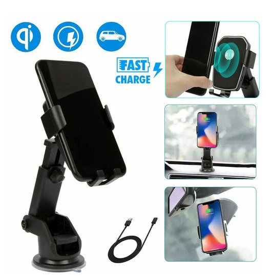 Qi wireless car charger and phone mount – view 2