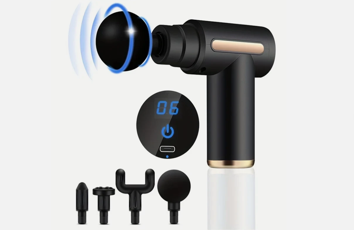 Rolvik mini massage gun with four replaceable heads