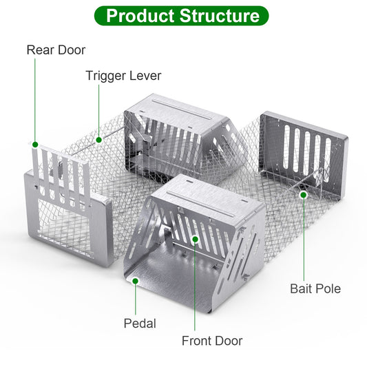 Humane reusable live-catch rat trap – view 2