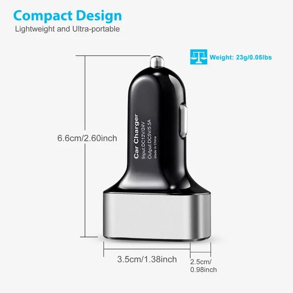 30W 3-port USB car charger – view 3