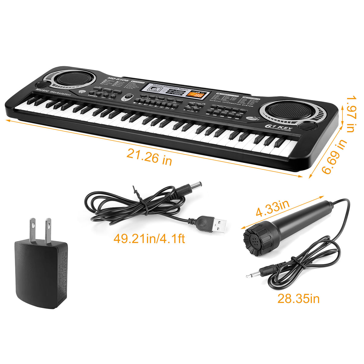 Digital keyboard size and dimensions